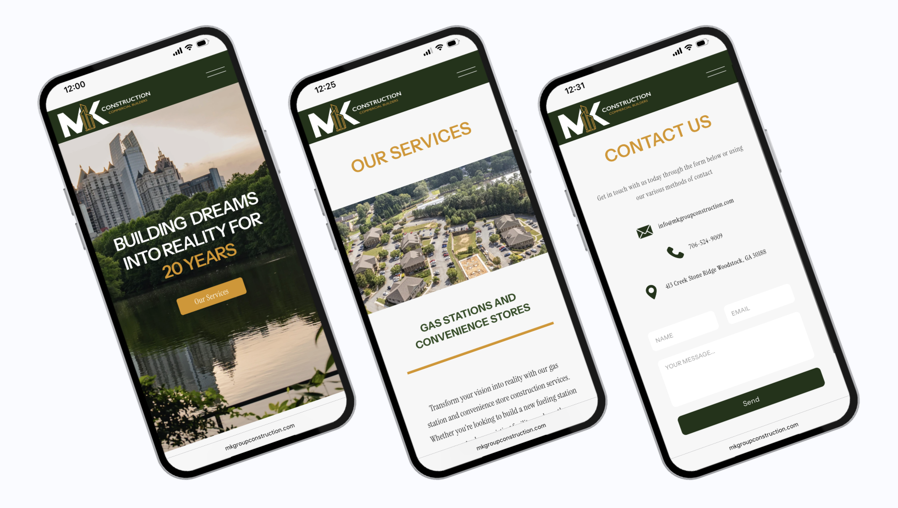 Website screens overview