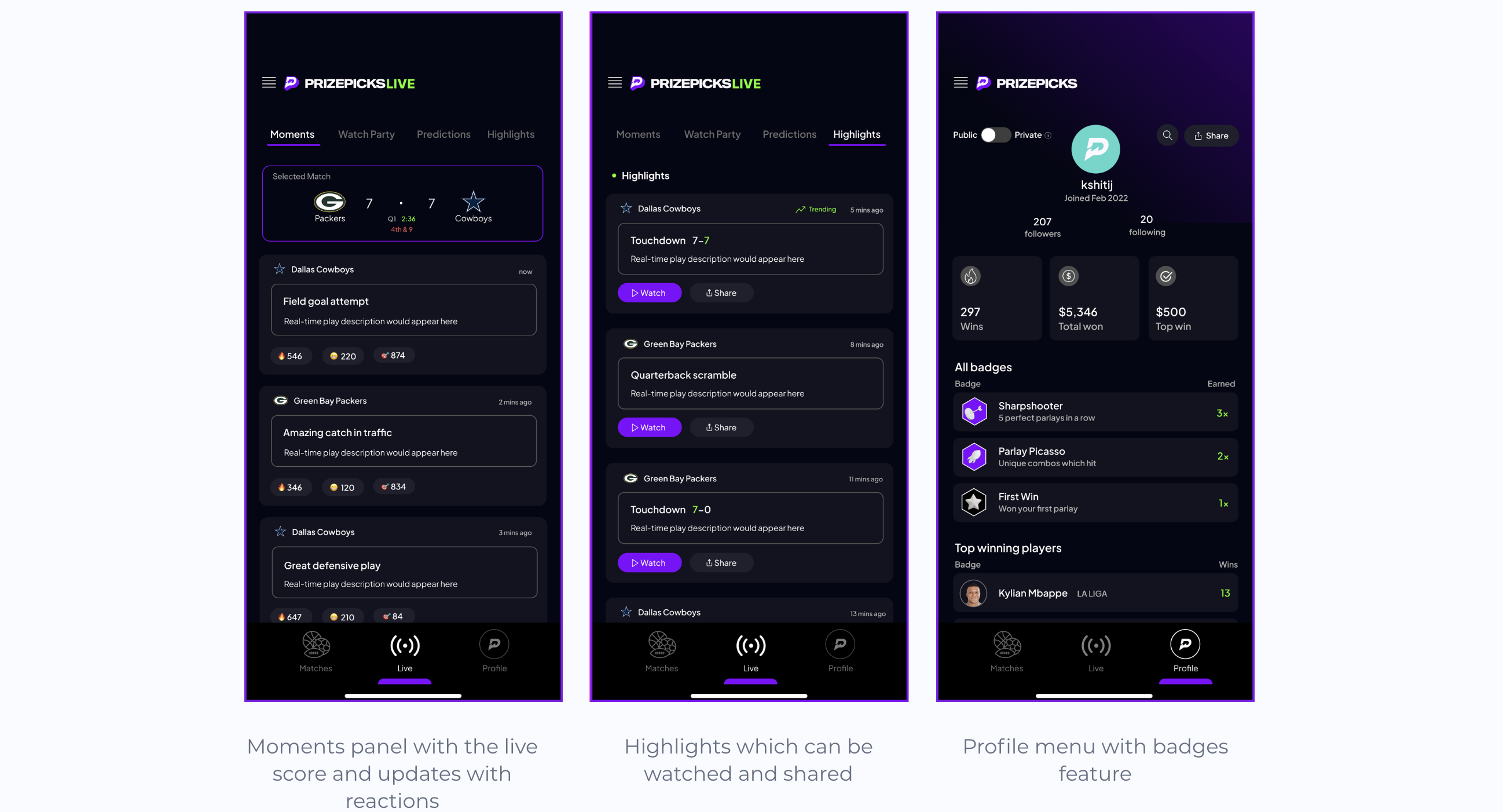 Live Sports Companion App Screens 2